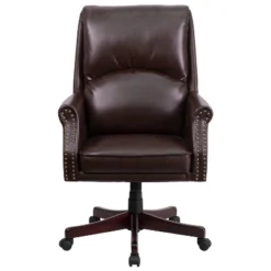 Merrick Lane Ergonomic Executive Office Chair With High Pillowed Back & Rolled Arms In Brown Faux Leather With Mahogany Finish Base -HOMCOM Sales Store GUEST a0c441b2 6f6a 4ebd a0ae 32d33ae9c788