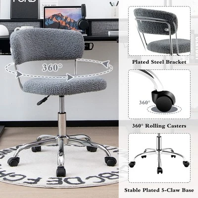 Costway Computer Desk Chair Adjustable Faux Fur Office Chair Swivel Vanity Chair 9 Costway Computer Desk Chair Adjustable Faux Fur Office Chair Swivel Vanity Chair - Image 7