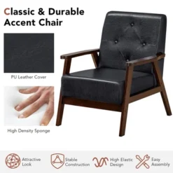 Costway Set Of 2 Accent Chairs PU Leather Chairs W/Rubber Wood Legs & Button Tufted Back -HOMCOM Sales Store GUEST a461dbfe 962b 4579 be52 a370c5cd4547