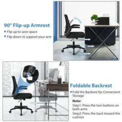 Costway Mesh Office Chair Swivel Computer Desk Chair W/Foldable Backrest & Flip-Up Arms -HOMCOM Sales Store GUEST a4735cd6 e3d0 49a8 b0ac 740498003062