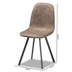 Set Of 4 Filicia Imitation Leather Upholstered Metal Dining Chairs Gray/Brown - Baxton Studio -HOMCOM Sales Store GUEST a4dd5ec7 5b77 4bc6 ba9f ef4da4e7bc0c