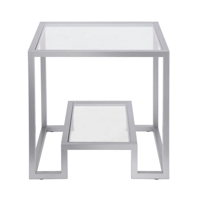 Metal Double Cross Legged Side Table In Nickel - Henn&Hart 4 Metal Double Cross Legged Side Table In Nickel - Henn&Hart - Image 2