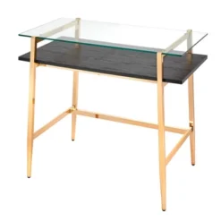 Thayer Mid Century Glass Desk Bright Gold - Lifestorey -HOMCOM Sales Store GUEST a6f9bd1f 5350 4ec7 8959 320202550a5f
