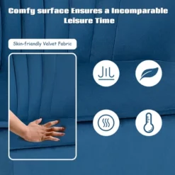 Costway Leisure Chair And Ottoman Thick Padded Velvet Tufted Sofa Set W/ Wood Legs PinkBlue Green 18 Costway Leisure Chair And Ottoman Thick Padded Velvet Tufted Sofa Set W/ Wood Legs PinkBlue Green -HOMCOM Sales Store GUEST a7990f27 fb63 4b21 8977 4fc4aabb7cf1