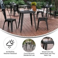 Emma And Oliver Indoor/Outdoor Dining Table, 23.75" Square All Weather Poly Resin Top With Steel Base -HOMCOM Sales Store GUEST a7eaa9bd f710 4c92 9b3c e6782510fe70
