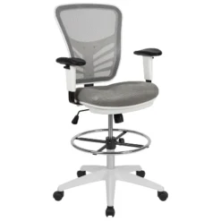 Emma And Oliver Mid-Back Mesh Adjustable Ergonomic Drafting Chair, Task Chair -HOMCOM Sales Store GUEST a8748b71 4ecf 450e ad72 dbc2230b5edc
