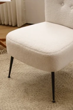 Tufted Back Teddy Fabric Slipper Chair Accent Chair-ModernLuxe -HOMCOM Sales Store GUEST a8ab36d7 ceb7 4272 b69c eb183d9b2075