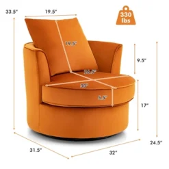 Costway Modern 360° Swivel Barrel Chair Accent Round Club Chair No Assembly Lint -HOMCOM Sales Store GUEST a912928f 8aa6 49aa ae91 6c6c5602d54e