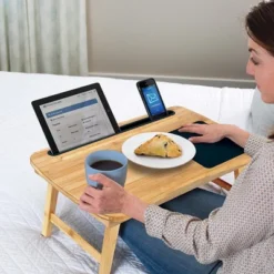 BirdRock Home Curved Lap Tray With Storage Drawer & Mouse Pad - Natural -HOMCOM Sales Store GUEST a990b9b6 7de6 47ee b15b e3c6319ccef0