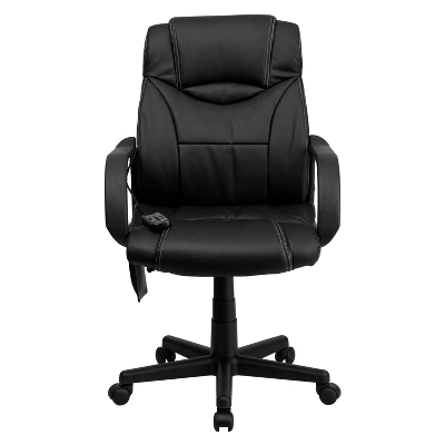 Emma And Oliver Mid-Back Ergonomic Massaging Black LeatherSoft Executive Swivel Office Arm Chair 9 Emma And Oliver Mid-Back Ergonomic Massaging Black LeatherSoft Executive Swivel Office Arm Chair - Image 8