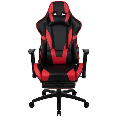 Flash Furniture X30 Gaming Chair Racing Office Ergonomic Computer Chair With Fully Reclining Back And Slide-Out Footrest In Red LeatherSoft 4 Flash Furniture X30 Gaming Chair Racing Office Ergonomic Computer Chair With Fully Reclining Back And Slide-Out Footrest In Red LeatherSoft - Image 2
