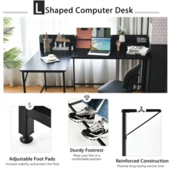 Costway 65.5'' L-shaped Computer Desk Home Office Corner Table W/Bookshelf -HOMCOM Sales Store GUEST ae55fd1a bd9a 464d 8c29 24b94c54a82a