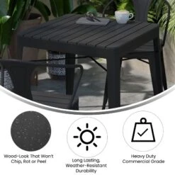 Flash Furniture Helvey 31.5" Square Commercial Grade Indoor/Outdoor Black Steel Patio Dining Table For 4 With Black Poly Resin Slatted Top -HOMCOM Sales Store GUEST ae95efa3 ef02 4cf2 94db 76e57a4f61a0