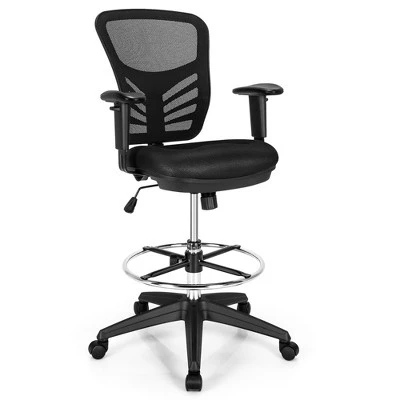 Costway Mesh Drafting Chair Office Chair W/Adjustable Armrests & Foot-Ring 12 Costway Mesh Drafting Chair Office Chair W/Adjustable Armrests & Foot-Ring - Image 10