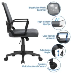 Yaheetech Adjustable Mid-Back Office Chair Computer Chair With Wheels -HOMCOM Sales Store GUEST b1f69a16 4ad7 4fc8 a9f2 f0edb626ae92