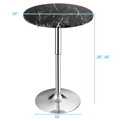 Costway Round Bistro Bar Table Height Adjustable 360-degree Swivel Black 4 Costway Round Bistro Bar Table Height Adjustable 360-degree Swivel Black - Image 2