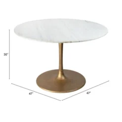 47" Iris Dining Table White/Gold - ZM Home -HOMCOM Sales Store GUEST b391b641 5a4b 43cf 8a71 84b8eaf03d27