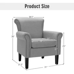 Costway Set Of 2 Upholstered Fabric Accent Chairs W/ Rubber Wood Legs Dark GrayLight Gray -HOMCOM Sales Store GUEST b499d401 3b75 401a bb3d d812ca460a2a