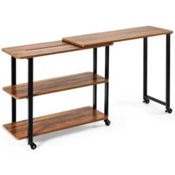 Tangkula Sofa Side Table W/Storage Shelves Mobile End Table Rolling Couch Table Desk For Living Room Bedroom -HOMCOM Sales Store GUEST b626e3c1 52bf 4690 888a 1d858b54bb8d