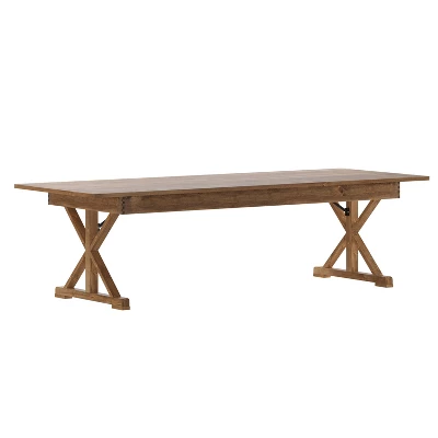 Flash Furniture HERCULES 9' X 40" Rectangular Solid Pine Folding Farm Table With X Legs 15 Flash Furniture HERCULES 9' X 40" Rectangular Solid Pine Folding Farm Table With X Legs - Image 13