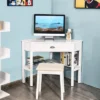 Costway Triangle Computer Desk Corner Office Desk Laptop Table W/ Drawer Shelves Rustic White -HOMCOM Sales Store GUEST b72cb436 b231 44f9 9916 65d700c68af1