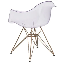 Emma And Oliver Transparent Side Chair With Arms And Gold Base -HOMCOM Sales Store GUEST b9182066 dadf 4d6a 9a02 fb957fa72e54