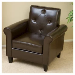 Isaac Tufted Brown Leather Club Chair -Chocolate Brown - Christopher Knight Home -HOMCOM Sales Store GUEST b96717c6 07e5 4a94 ad33 e3ac47618078