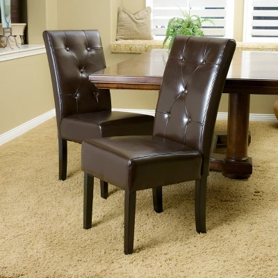 Taylor Bonded Leather Dining Chair Set 2ct - Christopher Knight Home 2 Taylor Bonded Leather Dining Chair Set 2ct - Christopher Knight Home