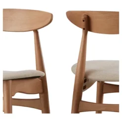 Set Of 2 Cortland Danish Modern Natural Dining Chair - Inspire Q -HOMCOM Sales Store GUEST bc504796 c2f0 4fba 8f28 0365562ece21