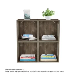 Hastings Home End Table, Stackable Modular Cube With Open Sides, Gray -HOMCOM Sales Store GUEST bcc7175d 92c3 4276 b8ee 68f3bd64f9c8