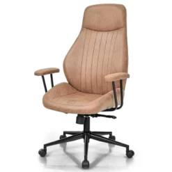 Costway High Back Office Chair Reclining Task Chair Suede Fabric BrownRed -HOMCOM Sales Store GUEST bcff0e11 44df 4a5d b38c b60d0c49fba6