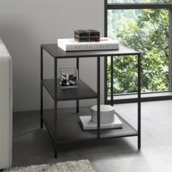 Black Bronze Side Table With Metal Shelves - Henn&Hart -HOMCOM Sales Store GUEST bd1204ae 5a88 41fc b0a7 3c297f7c8b30