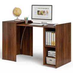 Costway Extendable Computer Desk Reversible Study Writing Desk W/ Mobile Shelves Natural/Brown -HOMCOM Sales Store GUEST bd3c79db 5197 4b05 b8e0 d8590977d93c