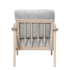 Oris 24.8" Wide Linen Upholstered Thick Seat Cushion Solid Wood Legs With Arm Chair With Vertical Slatted Back Accent Chair-The Pop Maison -HOMCOM Sales Store GUEST bd811c64 181f 4b54 92d1 62b5a17af805