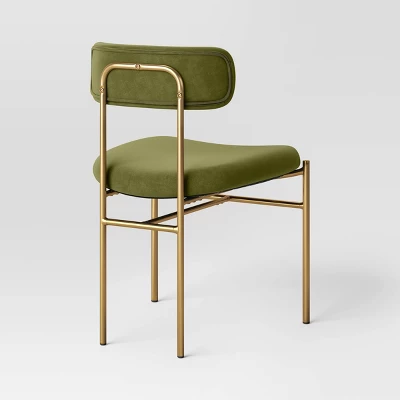 Orion Luxe Dining Chair With Brass Legs Olive Green Velvet - Threshold™ 5 Orion Luxe Dining Chair With Brass Legs Olive Green Velvet - Threshold™ - Image 3