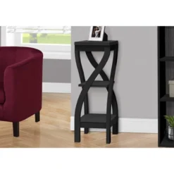 3 Tier 2 Shelf Twisted Leg Side Table Black - EveryRoom