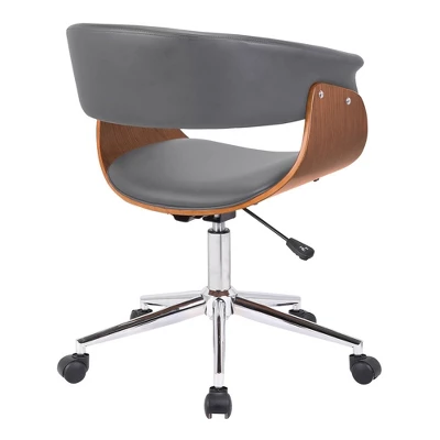 Mantua Mid-Century Office Chair Chrome/Gray - Armen Living 4 Mantua Mid-Century Office Chair Chrome/Gray - Armen Living - Image 2