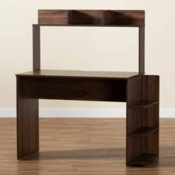 Garnet Wood Desk With Shelves Walnut/Brown - Baxton Studio -HOMCOM Sales Store GUEST bf02268a 9e8e 404a 9f53 7e20655746f8