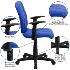 Emma And Oliver Mid-Back Quilted Vinyl Swivel Task Office Chair With Arms -HOMCOM Sales Store GUEST c396a8eb 4b2e 4b5d ba31 8cdad4f6de7b