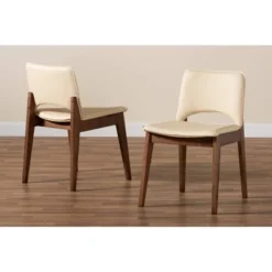2pc Afton Faux Leather Upholstered And Wood Dining Chair Set - Baxton Studio -HOMCOM Sales Store GUEST c3ec71f2 eb54 4f44 b234 9fa6e0b4e321