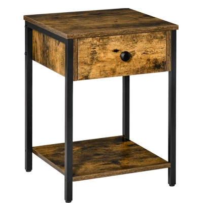 HOMCOM Industrial End Table With Storage Shelf, Accent Side Table With Drawer For Living Room, Or Bedroom 9 HOMCOM Industrial End Table With Storage Shelf, Accent Side Table With Drawer For Living Room, Or Bedroom - Image 7