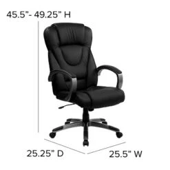 Emma And Oliver High Back Black LeatherSoft Swivel Office Chair Titanium Nylon Base/Loop Arms -HOMCOM Sales Store GUEST c8742de0 1df5 481c adcb b9b1717c1447