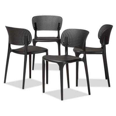 4pc Rae Plastic Stackable Dining Chair Set - Baxton Studio 11 4pc Rae Plastic Stackable Dining Chair Set - Baxton Studio - Image 9