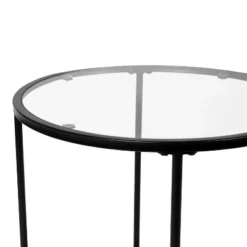 Flash Furniture Astoria Collection Round End Table - Modern Clear Glass Accent Table With Matte Black Frame -HOMCOM Sales Store GUEST c98ed2f2 4b89 42c2 a2d9 44699e879e21