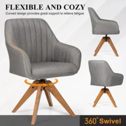 Costway Set Of 2 Swivel Accent Chair Fabric Vanity Study ArmChair W/Wood Legs 16 Costway Set Of 2 Swivel Accent Chair Fabric Vanity Study ArmChair W/Wood Legs -HOMCOM Sales Store GUEST c9ff5cad 982b 45b9 bf15 895b8efeae55