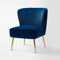 Quentin Velvet Accent Side Chair With Golden Metal Base | Karat Home -HOMCOM Sales Store GUEST cad3f91d c196 48a3 a795 b38508fc5f4e