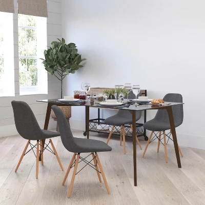 Merrick Lane Dining Table Rectangular 59" Glass Top Dining Room Table With Solid Beechwood Frame 2 Merrick Lane Dining Table Rectangular 59" Glass Top Dining Room Table With Solid Beechwood Frame