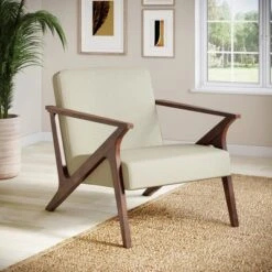 Glenwillow Home 30" Wide Grove MCM Wood Frame Upholstered Accent Chair -HOMCOM Sales Store GUEST cb0c8938 914c 4b3f b856 c1fff5d15367