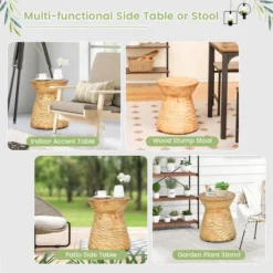 Costway 17'' Concrete Accent Side Table Hourglass Wood-like End Table Plant Stand Stool -HOMCOM Sales Store GUEST cbd667e6 0caa 4ea9 9e62 5856a755cd20