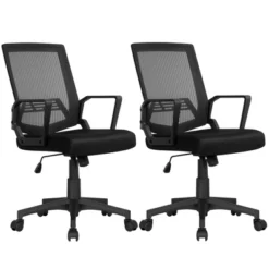 Yaheetech Adjustable Mid-Back Office Chair Computer Chair With Wheels -HOMCOM Sales Store GUEST cda7bd30 0ed6 4247 840c 5ef789a829b9